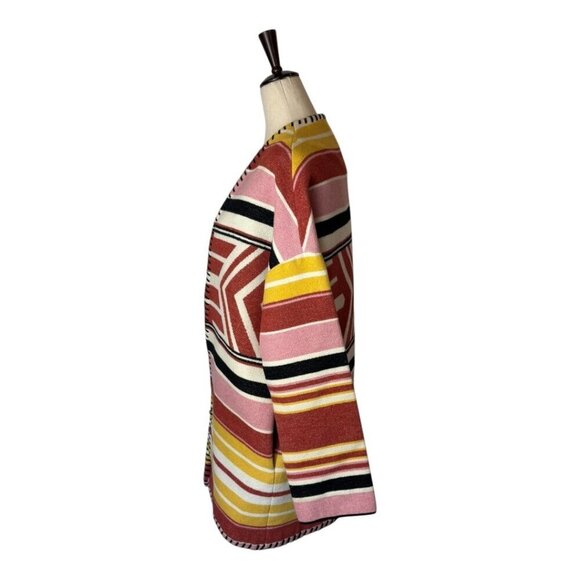 Rebecca Minkoff Coat Women Medium‎ Red Aztec Kahlo Open Front Striped Luxury - Picture 6 of 11